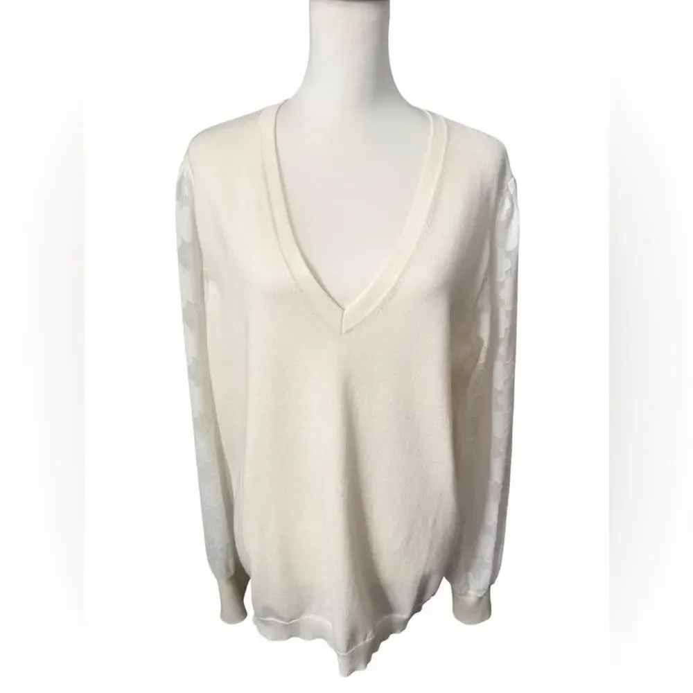 Tommy Hilfiger Cream V-Neck Sweater XL